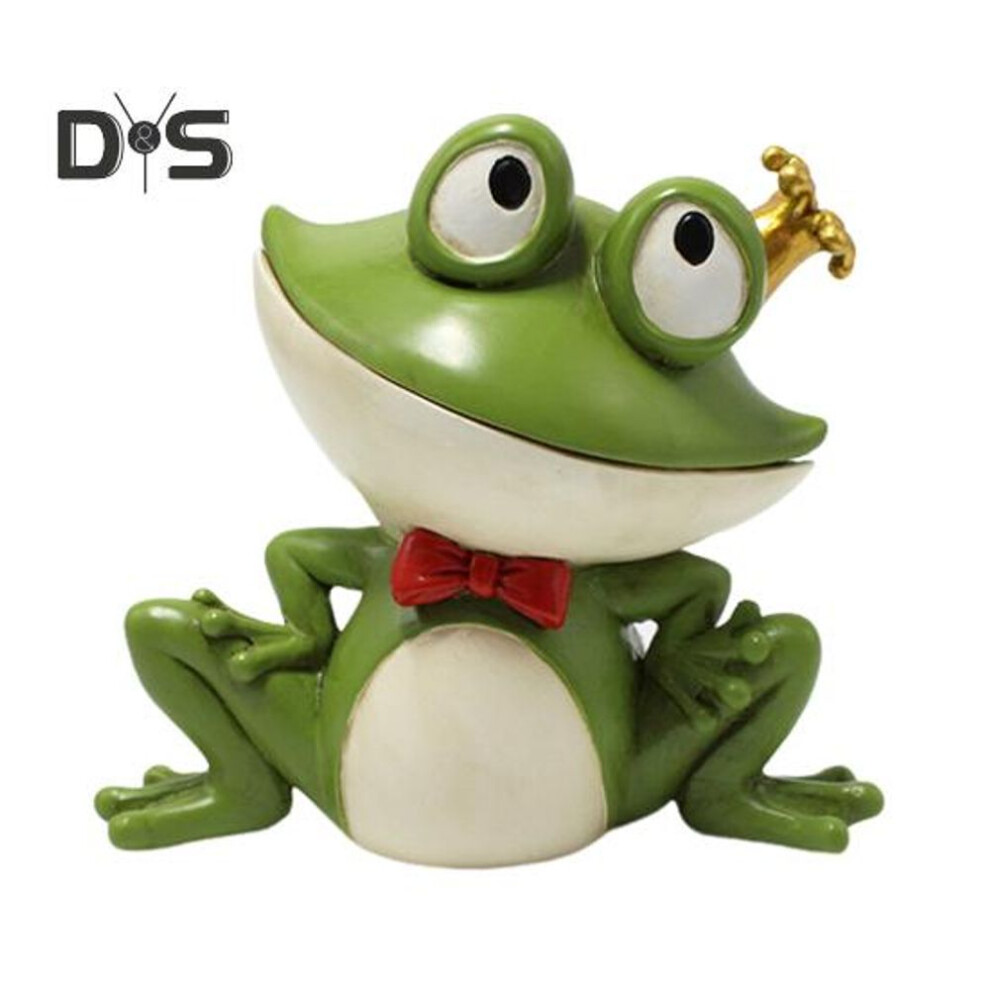 Garden Frog Figurine Key Hider Weatherproof Outdoor Yard Lawn Prince Frog Statue Sculpture Decoration House Spare Key Secret Holder Container