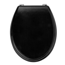 LA032355BLKFEU7 Wooden Toilet Seat – Oval Toilet Over With Lid, Fits Most Sized Toilets, Durable Stainless Steel Hinges, Quick & Easy To Fit, Easy