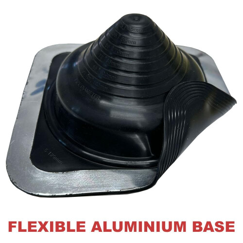 HT Rubber Pipe Flashing - Black High Temperature Silicone - Suits 5-120mm Diameter 1