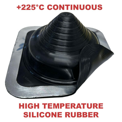 HT Rubber Pipe Flashing - Black High Temperature Silicone - Suits 5-120mm Diameter 2