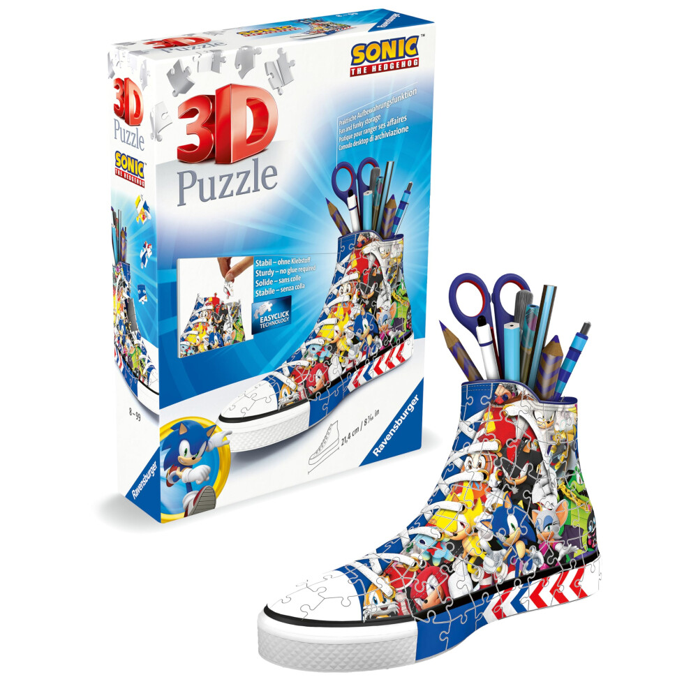 Ravensburger Sonic The Hedgehog Hedgehog - 3D Puzzles For Kids Age 8 Years Up - 108 Pieces - No Glue Required - Shaped Shoe, Trainer, Sneaker - Jigsaw Puzzle - Image 4