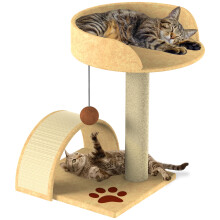 Cat Tree 44CM | Cat Scratch Post | Scratching Posts for Indoor Cats | Stable Climbing Tower With Scratching Bridge, Cosy Bed & Post for Playing |