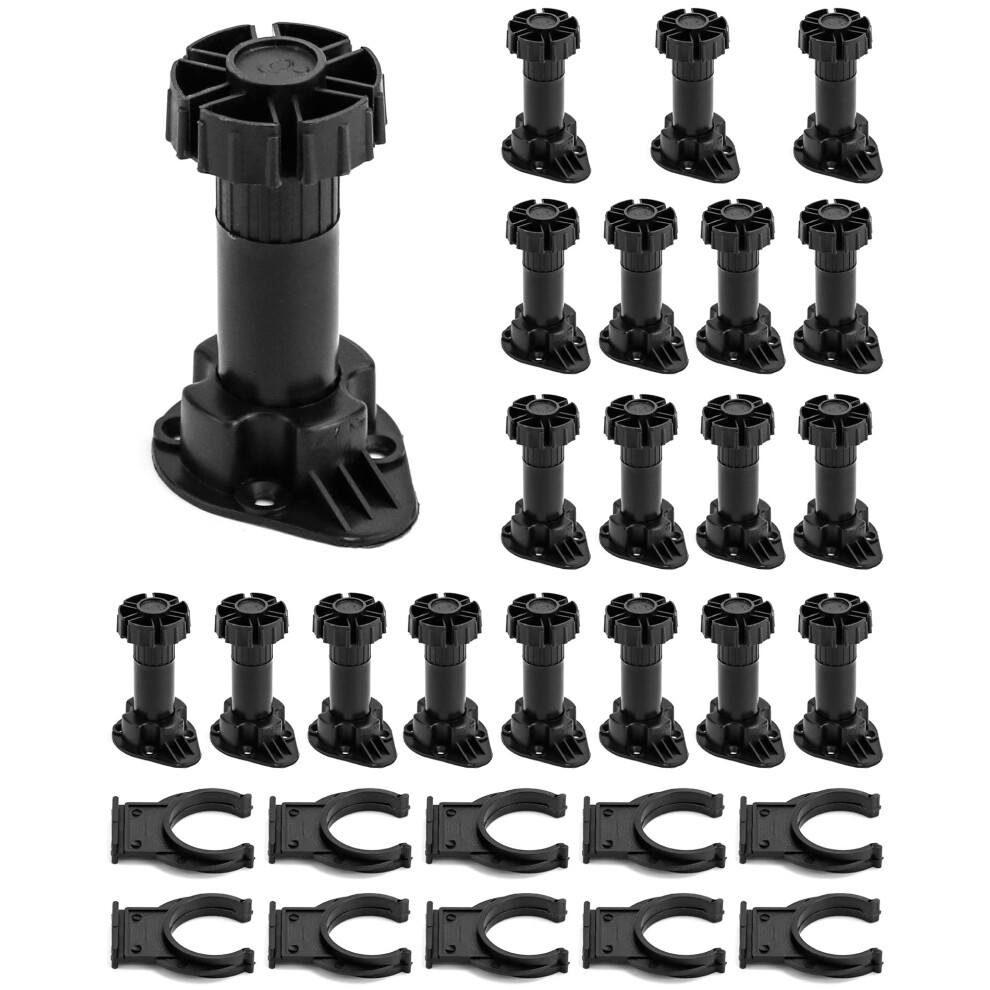 Qwork 20 Pieces Furniture Feet Leveling Feet Adjustable, Kitchen Cabinet Legs, Extended Range: 100-120Mm 734900367009