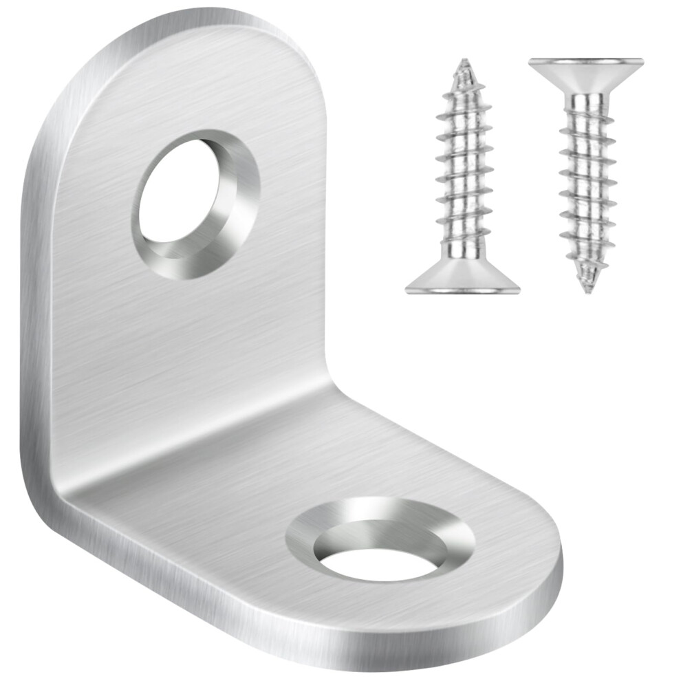 20Pcs Small L Brackets, 20x20x16mm Stainless Steel Angle Brackets with Screws, Corner Bracket for Wood Furniture Desk Drawer, Silver