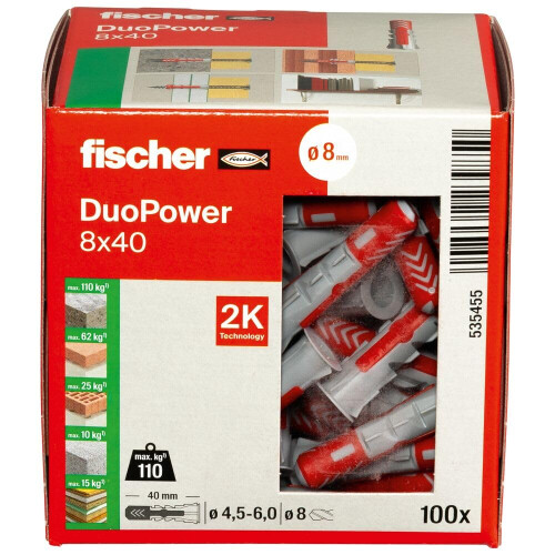 Fischer FISCHER - DuoPower 8x40 mm Ganzstoffdübel - 100er Karton 1
