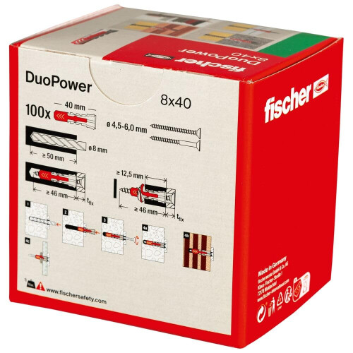 Fischer FISCHER - DuoPower 8x40 mm Ganzstoffdübel - 100er Karton 2