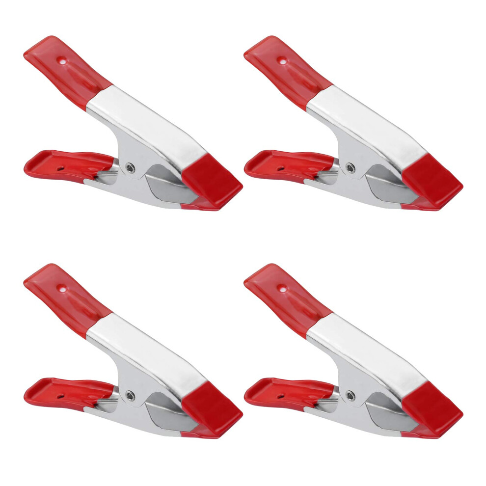 4 Pieces Metal Spring Clamps Heavy Duty, Large Market Stall Clips With Rubber Coated Tipped Grip For Camping Tarpaulin Woodworking Crafts, Silver, 6 786411299560