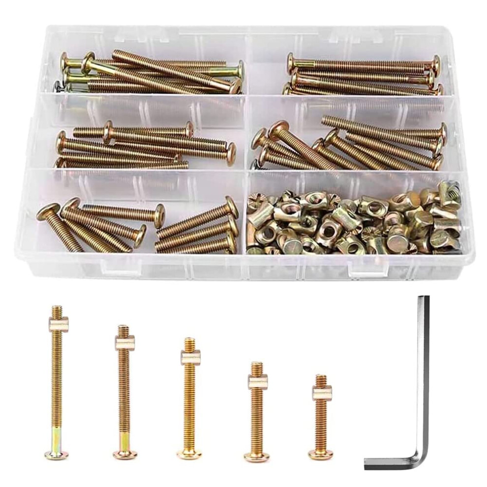 51Pcs M6 Furniture Bolt Nut Set, Zinc Plated Crib Screws And Bolts Assortment Kit For Crib, Bunk Bed, Furniture, Cot (40, 50, 60, 70, 80Mm) 707443950762