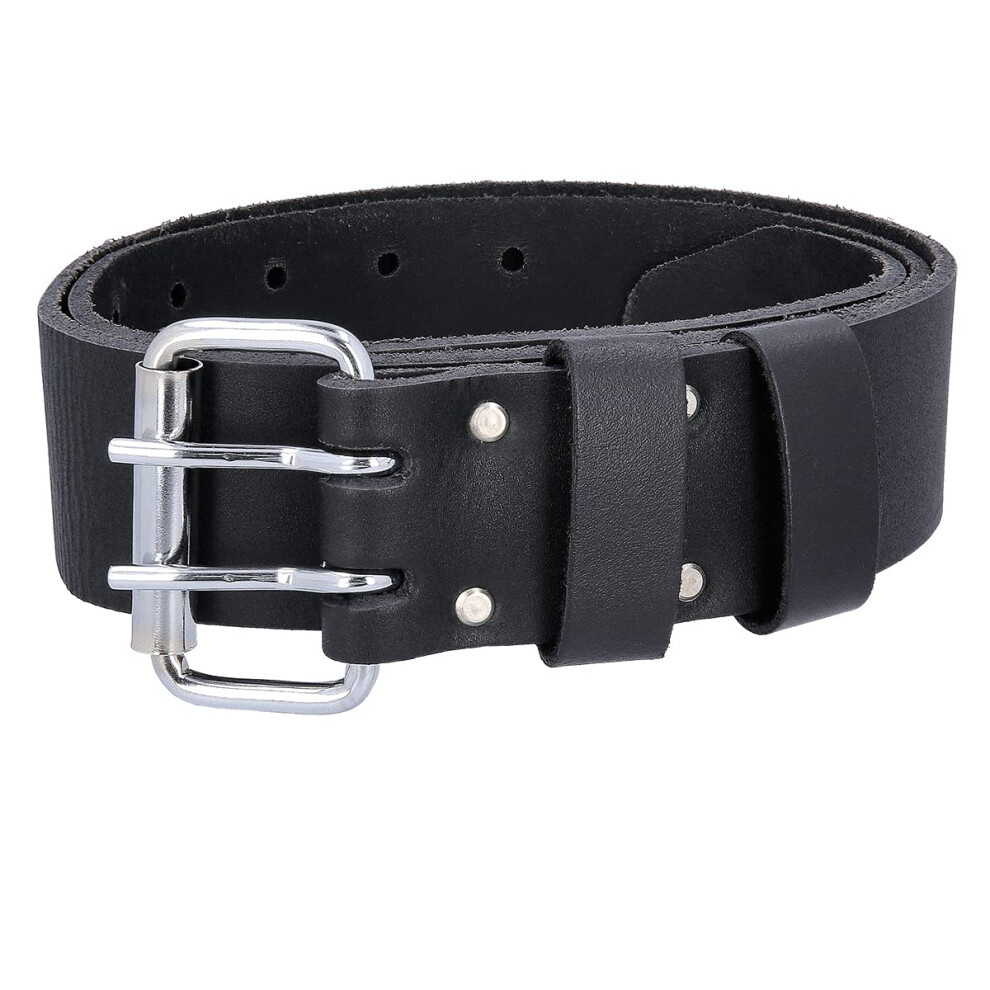 TOUGH MASTER Work Belt 2 Metal Pin Buckle, 2” Leather Heavy Duty Sticking Black - Image 4