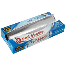 Foil Sheets - Pack of 200 Durable (10'' x 12.75'') Inch Pre-Cut Tin Foil - Easy-to-Use Non-Stick Heavy Duty Foil Paper - Perfect Fit Kitchen Foil for