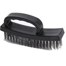 Wire Brush Heavy Duty, 4 Rows Carbon Steel Brush for Cleaning Rust and Dirt with Ergonomic Handle Grip, Multi-Function to clean roof tiles BBQ Rust