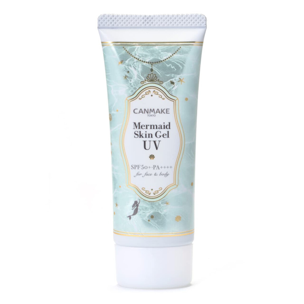 Canmake Mermaid Skin Gel Uv C01 Cica Mint Sunscreen Gel Spf50+ Pa++++ Facial Wash Off Full Body Sunscreen (X1)