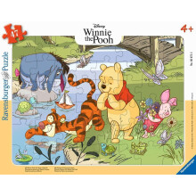 Children's Puzzle 05671 - Discover Nature with Winnie the Pooh - 47 Pieces Disney Frame Puzzle for Children from 4 Years, Brown