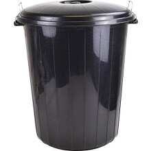 25L Garden Waste Rubbish Dust Bin with Locking Lid (Black)