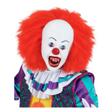 IT The Movie Pennywise Mask for Adults, Full Head Latex with Hair, White and Red, Officially Licensed, Ideal for Halloween and Matching Group Fancy