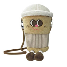 (Yellow) camping kit Khaki Coffee Cup Messenger Bag Plush One-shoulder Portable Small Bag Milk Tea Cup Cute Girl Bag