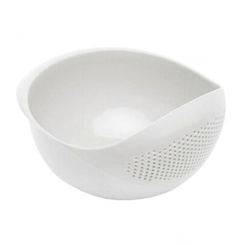 (White) camping accessories White Plastic Vegetable Fruit Rice Wash Sieve Strainer Colander Basket Kitchen Tool