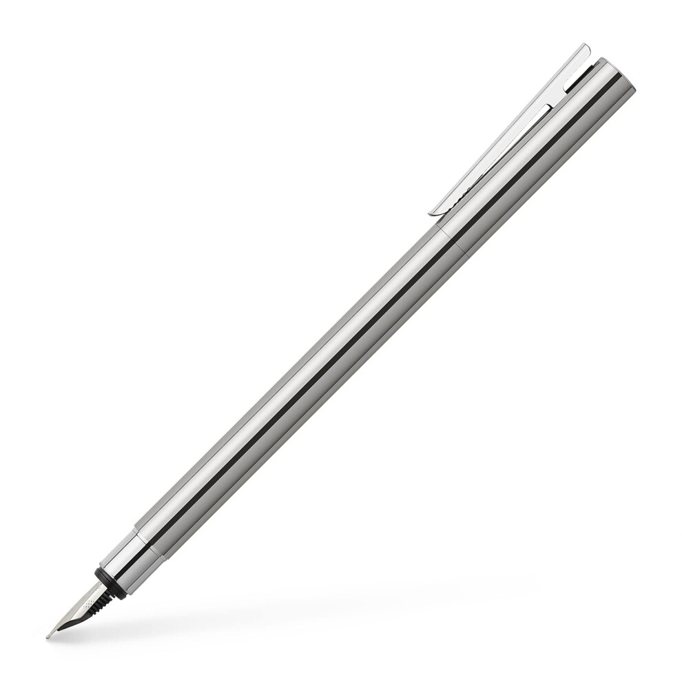 Faber-Castell Neo Slim 342002 Fountain Pen Stainless Steel Nib Width Ef Shiny Silver