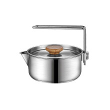(Silver C) camping kit Silver Outdoor 304 Stainless Steel Portable Set Pot Camping Mountaineering Picnic Tableware Multi-purpose Tea Kettle Pot