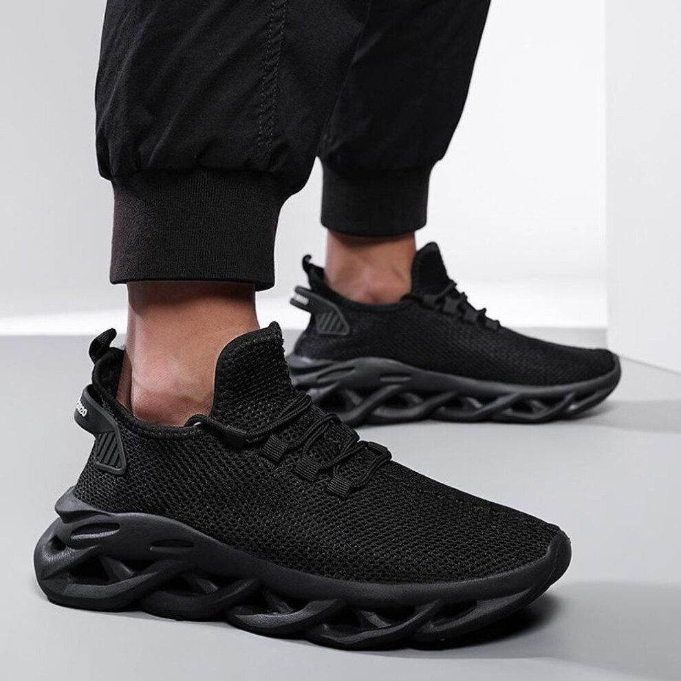 (black, 44) Ah Fei 2024 Men's Large Breathable Mesh Running Shoes - Soft Sole For Casual Sports