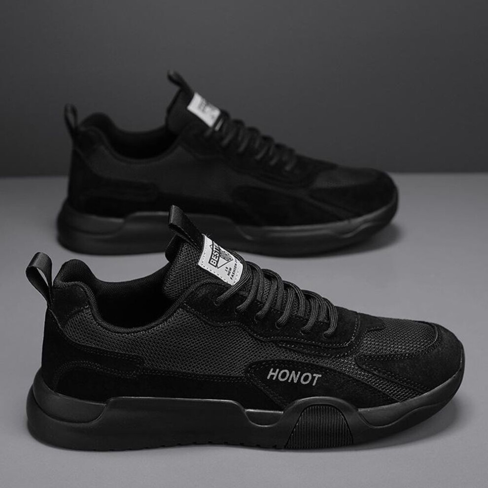 (black, 44) Men's Summer Korean Mesh Sports Shoes - Breathable Soft Sole Running And Casual Sneakers