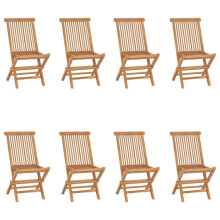 vidaXL 8x Solid Teak Wood Folding Garden Chairs Outdoor Terrace Patio Backyard Furniture Wooden Foldable Dining Dinner Chair Seating Seat