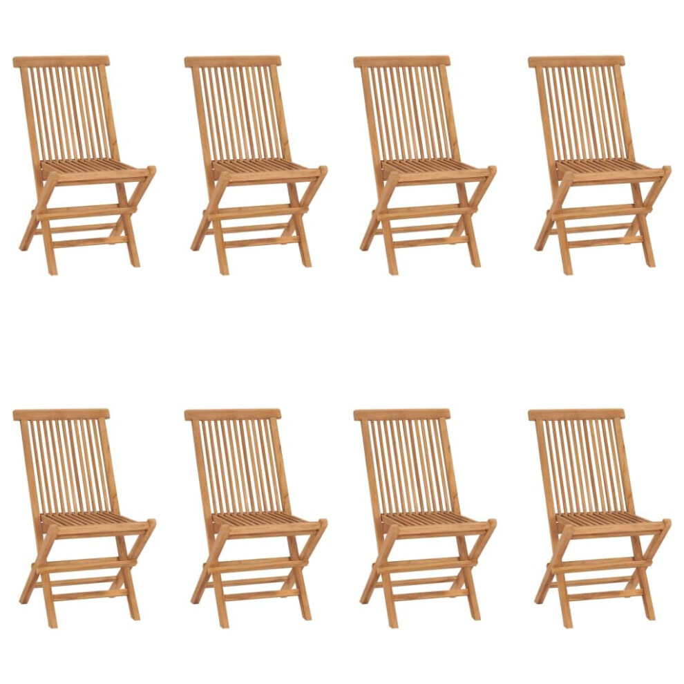 Vidaxl 8X Solid Teak Wood Folding Garden Chairs Outdoor Terrace Patio Backyard Furniture Wooden Foldable Dining Dinner Chair Seating Seat