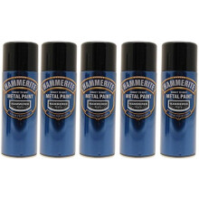5x Hammerite Hammered Black Metal Spray Paint 400ml Aerosol Tins x5