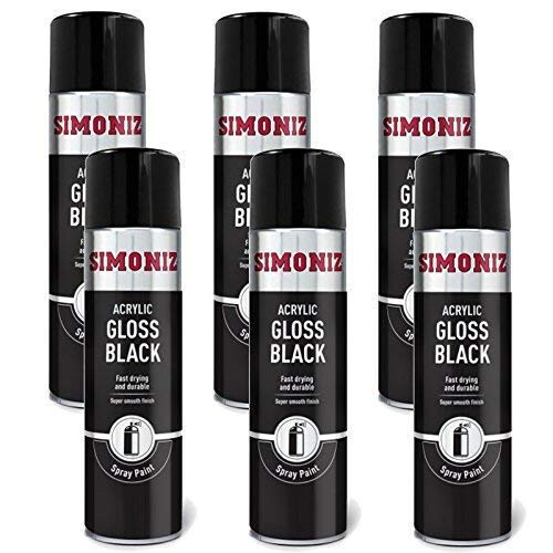 Simoniz SIMONIZ Spray Paint Aerosol 500ml CAN Gloss Black x6