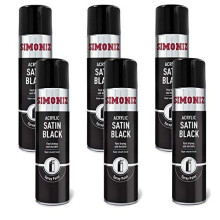 SIMONIZ 6 Pack of Acrylic Satin Black Spray Paint 500ml