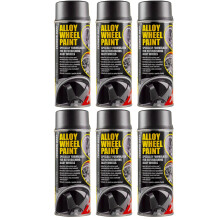 6 x Technik Grey Alloy Wheel Spray Paint 400ml Cans - Chip Resistant