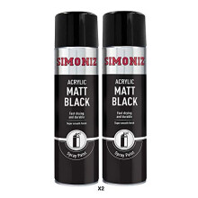 Simoniz Acrylic Matt Black Spray Paint 2x 500ml