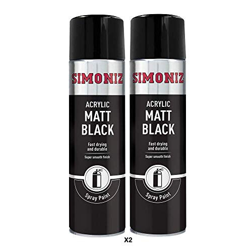Simoniz Simoniz Acrylic Matt Black Spray Paint 2x 500ml