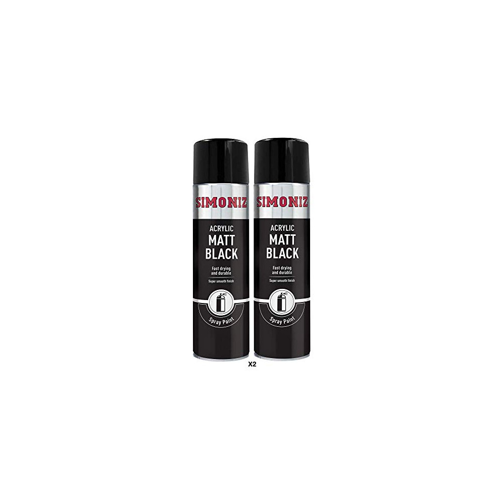 Simoniz Acrylic Matt Spray Paint 2X 500Ml Black