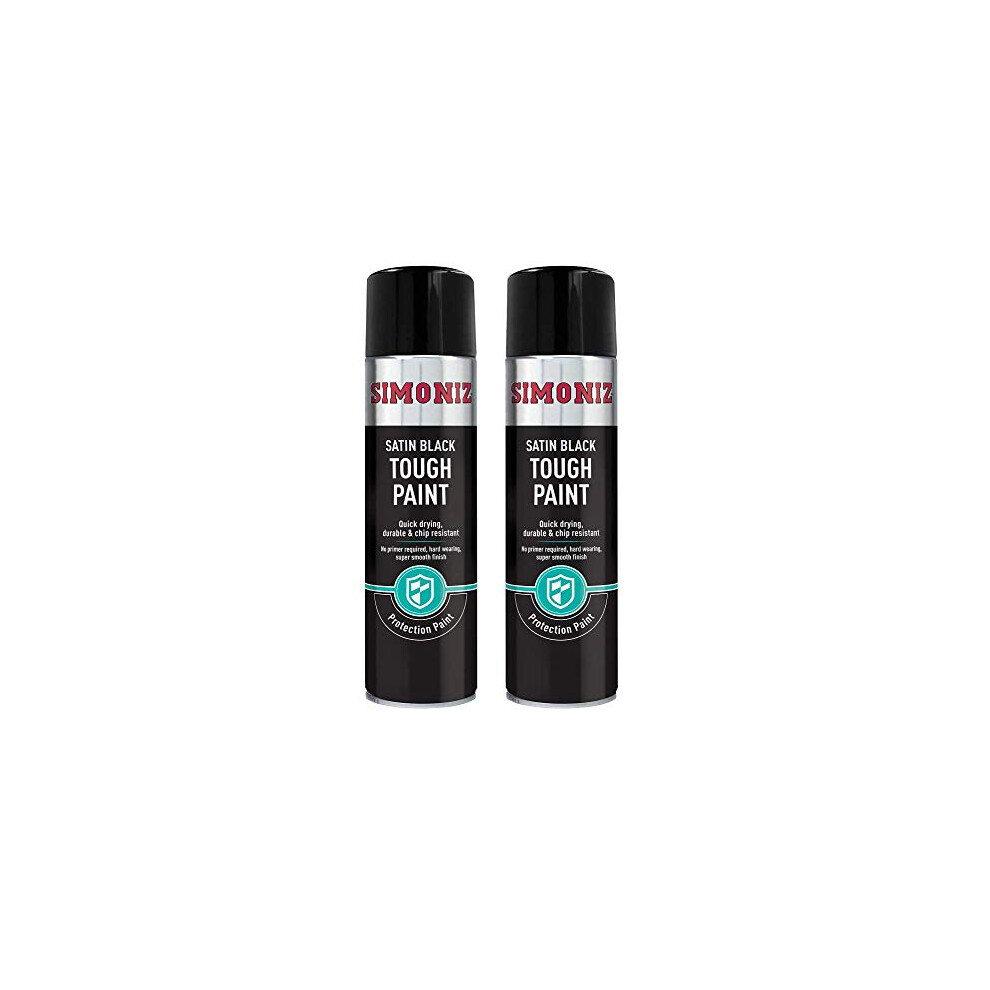 Simoniz Tough Satin Spray Paint - 2X 500Ml Black