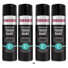 Simoniz Tough Satin Black Spray Paint - 4x 500ml