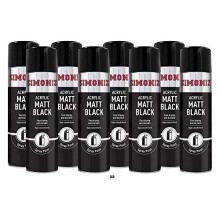 Simoniz Acrylic Matt Black Spray Paint 8x 500ml