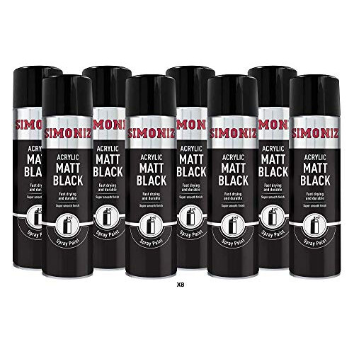 Simoniz Simoniz Acrylic Matt Black Spray Paint 8x 500ml