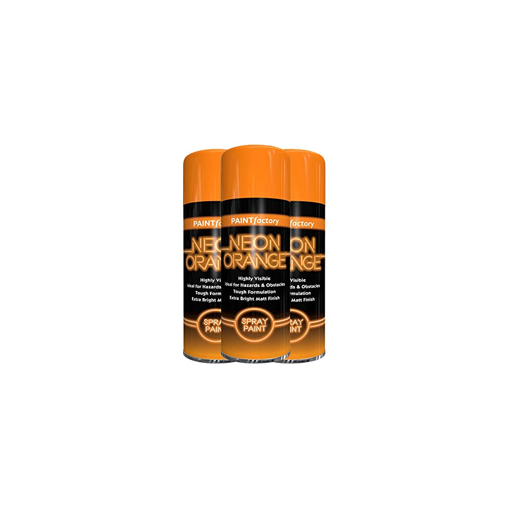 Classic Signature - 3 X Neon Orange Spray Paint 400Ml Aerosol Spray Paint Fluorescent Bright Graffiti (Banksey) Matt Finish 5056555420416