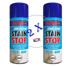 SDMAX Stain Stop One Coat Spray Blocker Aerosol Damp Mould Prevention Paint White, Versatile Coverage, Stain Prevention, Easy To Use, Pack of 2, 400ML