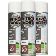 Nitromors Smooth Metal Paint - White 500ml Aerosol - 3 Pack | Protection Against Rust and Corrosion | Superior Coverage |NWI500