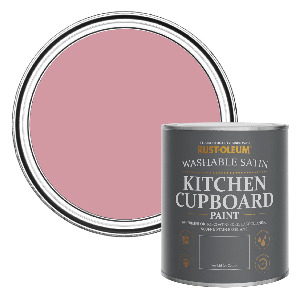 Rust-Oleum Pink Scrubbable Kitchen Cupboard Paint in Satin Finish - Dusky Pink 750ml