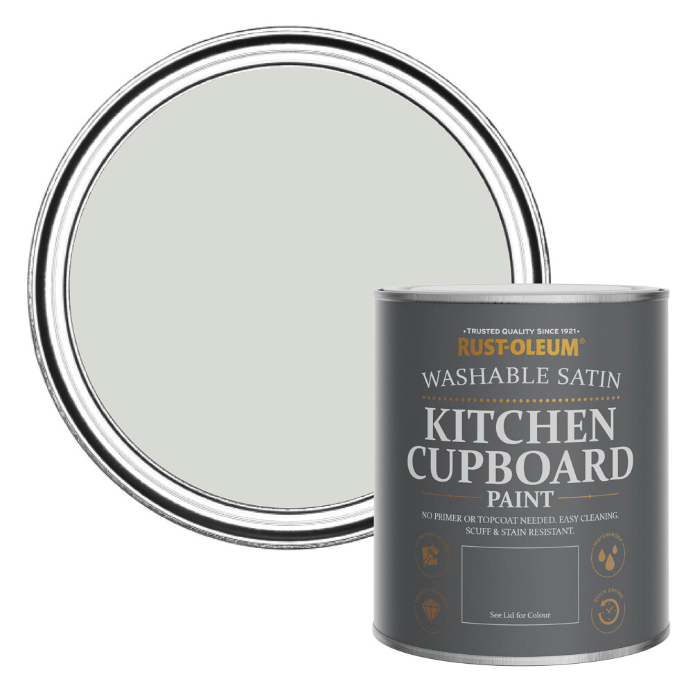 Rust-Oleum Scrubbable Kitchen Cupboard Paint In Satin Finish - Winter 750Ml Grey
