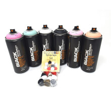 Montana Black Spray Cans Women Power Set + Replacement Spray Heads Graffiti Street Art 6 x 400 ml
