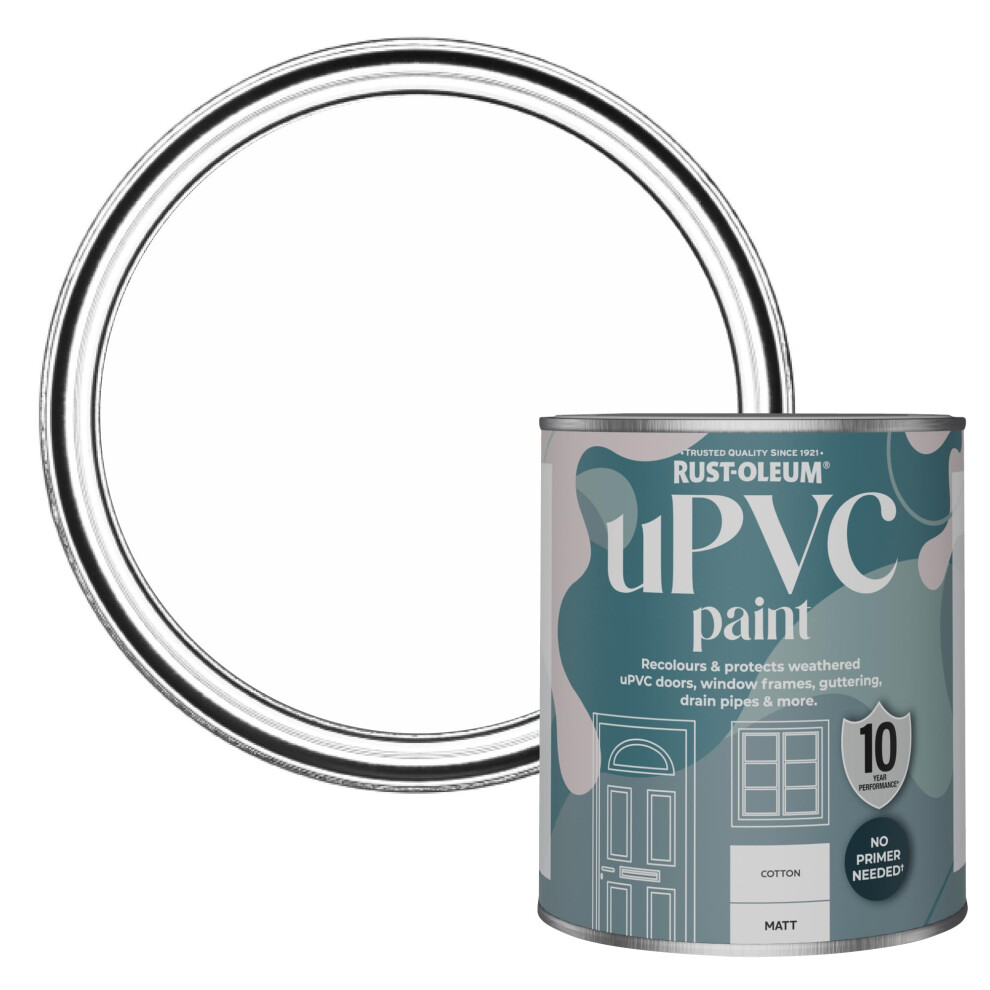 Rust-Oleum White uPVC Door and Window Paint in Matt Finish - Cotton (White) 750ml