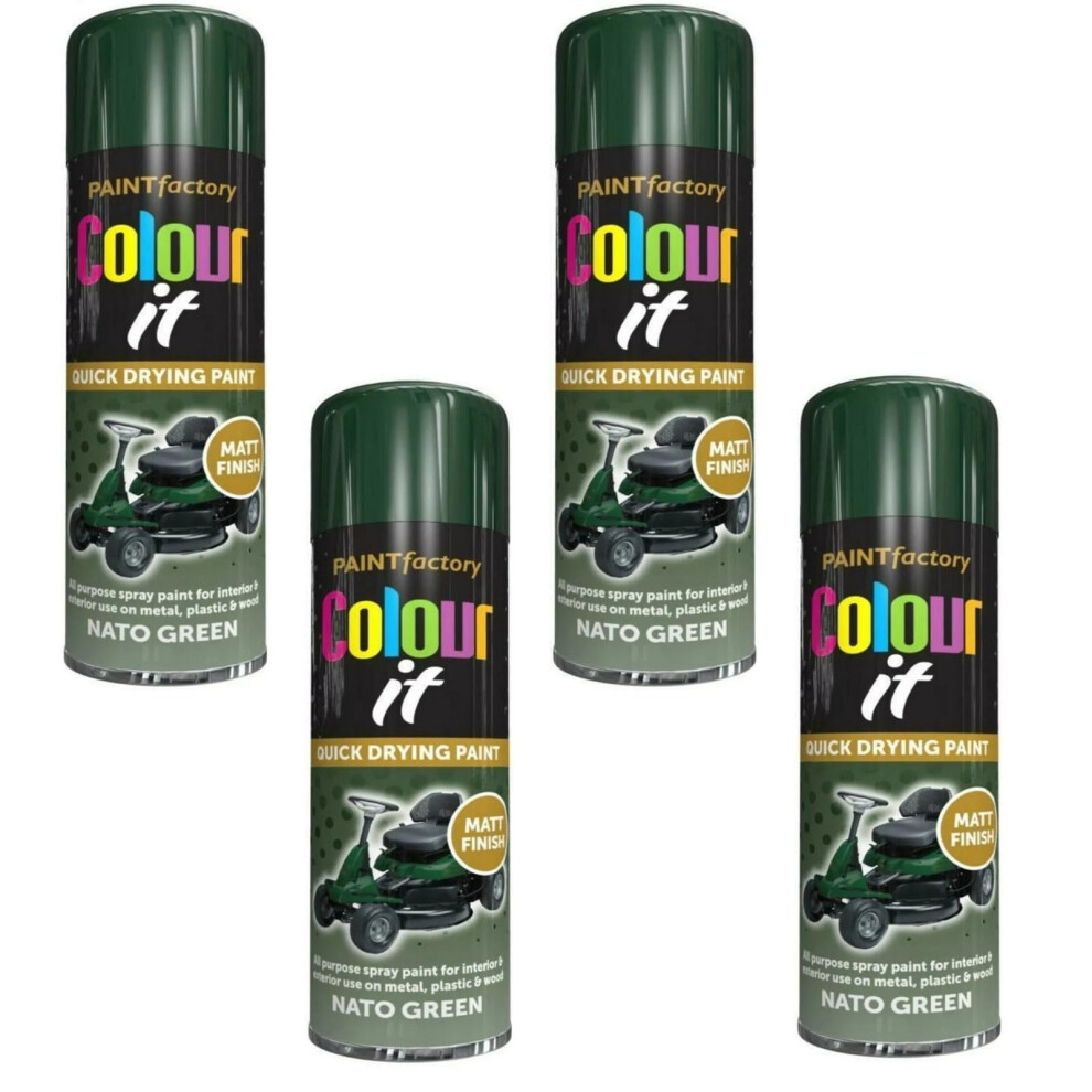 Pnjb All-Purpose Nato Green Aerosol Spray Paint, Quick Drying Spray, Fast Dry And Excellent Coverage For Wood, Metal, Plastic, 400Ml (4Pcs) 5063613020563