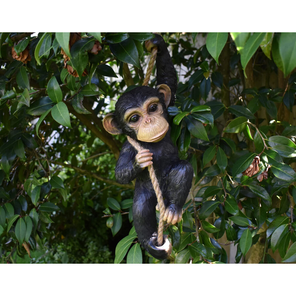 Ablerhome Decoration Hanging Peeking Monkey Garden Ornament Chimpanzee Sculpture Tree Hugger Decor Gift (Swinging Monkey)