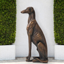 Glitzhome Greyhound Sculpture, Left Face, MGO, Fiberglass, 30.25 Inch Tall