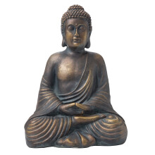 Glitzhome Meditating Buddha Statue, Magnesium Oxide, Fibre Glass, Bronze, 19 Inch Tall