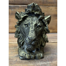 STONE GARDEN DETAILED LION HEAD BRONZED GOLD DETAILED GIFT ORNAMENT